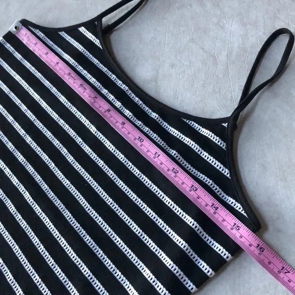 LOFT Black With White Stripes Adjustable Spaghetti Strap Camisole Tank Size S - Picture 6 of 13